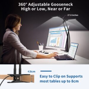 LED Dimmable Flexible Gooseneck Double Tube Desk Lamp