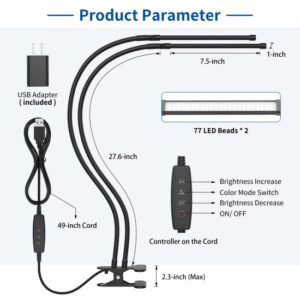 LED Dimmable Flexible Gooseneck Double Tube Desk Lamp