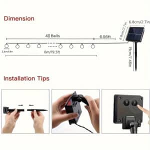 LED Solar Powered S14 Bubble G50 Bubble String Light