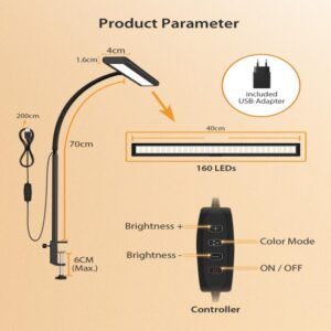 LED dimmable clip lamp for home office