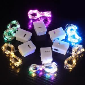 LED CR2032 Button Battery Holder with Silver Wire Lights