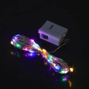 LED CR2032 Button Battery Holder with Silver Wire Lights