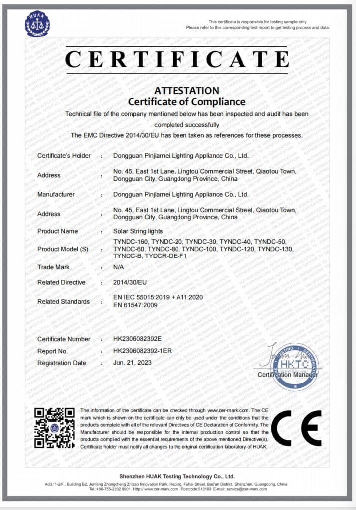 LED Lights Certificates