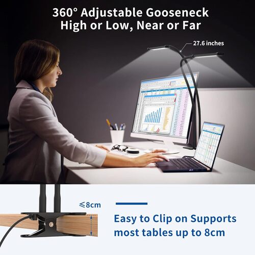 70CM Double Tube Desk Gooseneck Lamp
