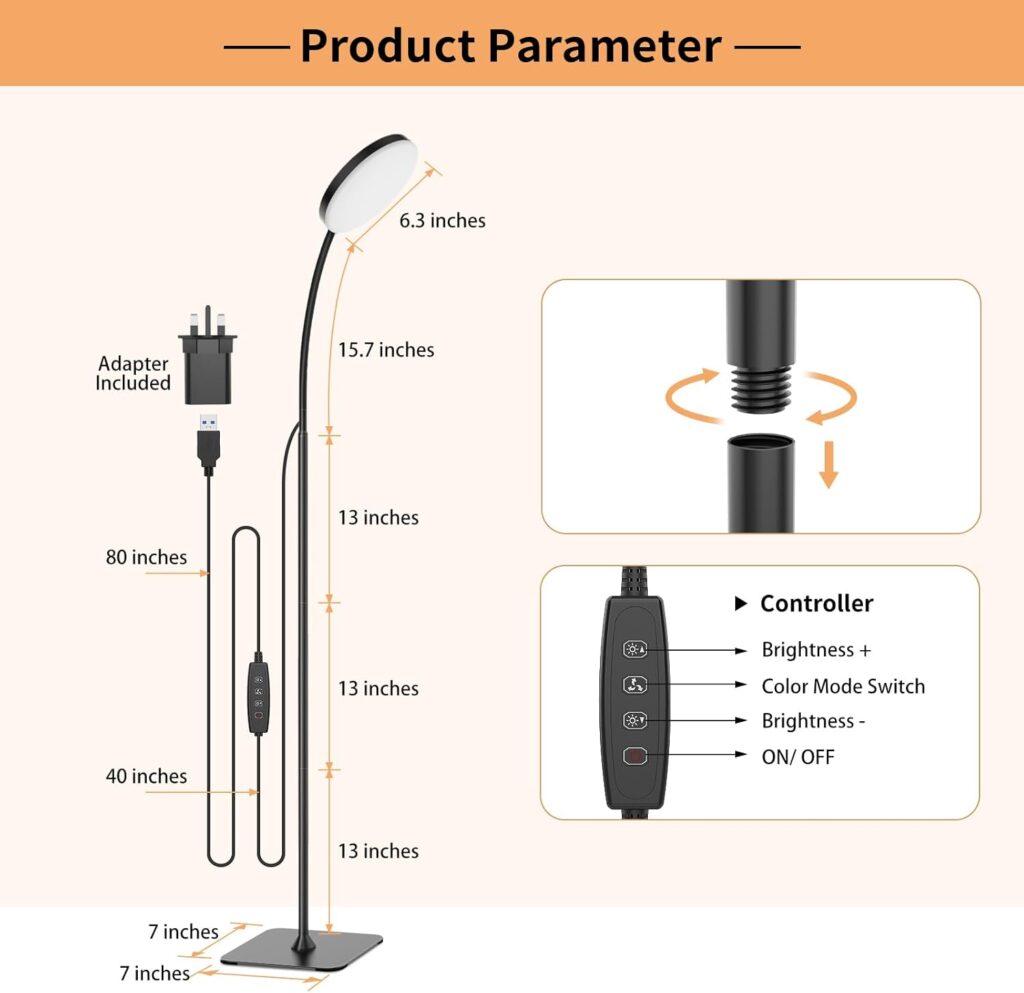 Round Type Gooseneck Floor Lamp Black Color