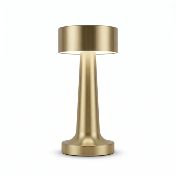 Cordless Metal T-Shape Gold Rechargeable Table Lamp