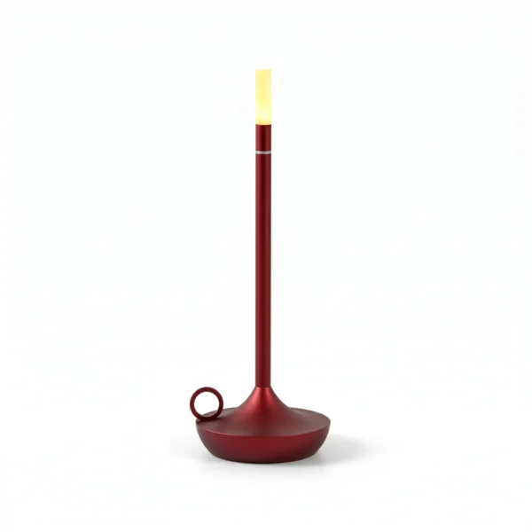 Waterproof Metal Candlestick Cordless Table Lamp with Ring Handle for Outdoor Dining