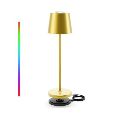 Dimmable RGB Color-Changing Aluminum Cordless Lamp with Contact Charging Base