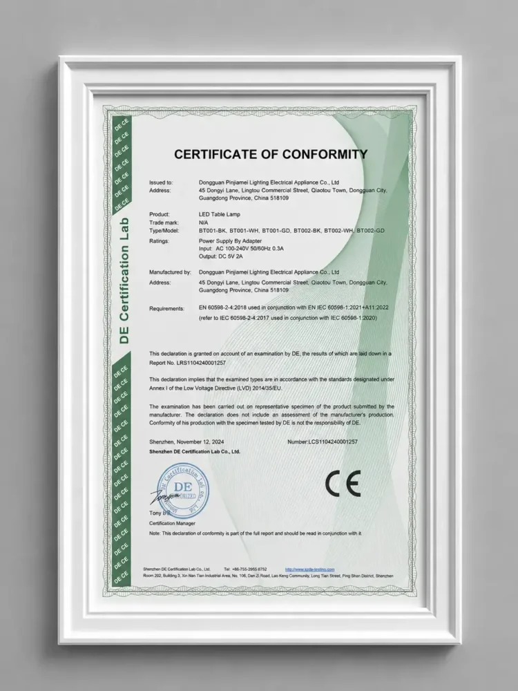 EU CE Certification (LCS1104240001257)