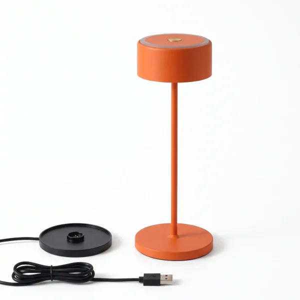 IP54 Waterproof Aluminum Cylinder Cordless Table Lamp with Contact Charging Base