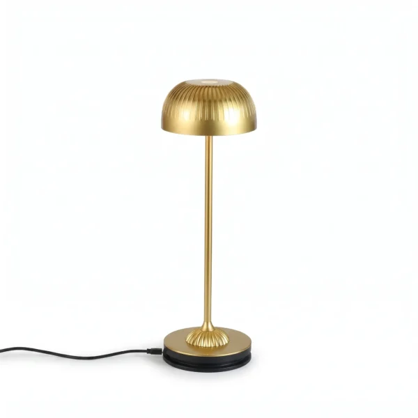 IP54 Waterproof Slotted-Dome Aluminum Cordless Table Lamp with Contact Charging Base