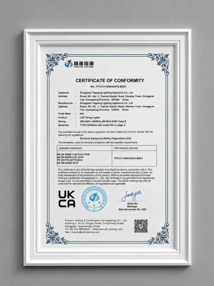 UKCA Certification (PTC21110404301S-BS01)