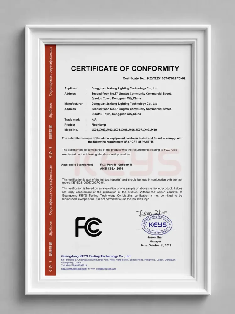 US FCC Certification (KEYS23100767002FC-02)