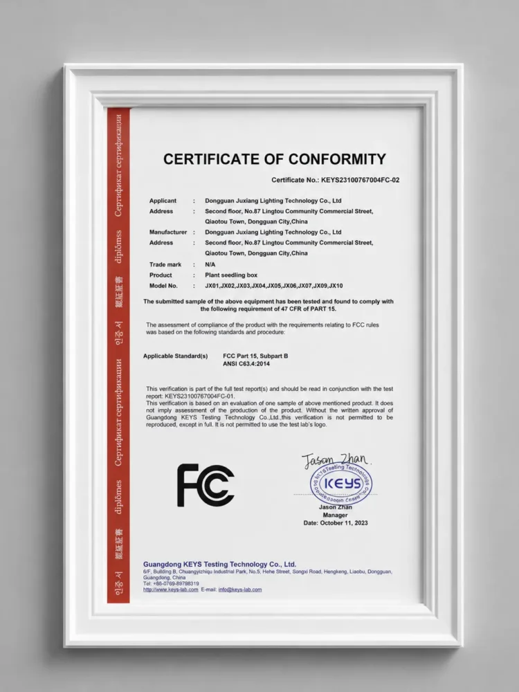 US FCC Certification (KEYS23100767004FC-02)